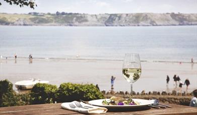 Bistro by the Beach outside dining area and view