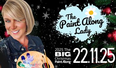 Promotional poster for the paint along lady christmas paint along