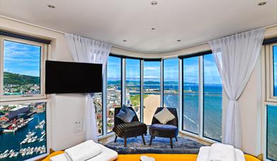 Meridian Quay Apartments  view of swansea from penthouse