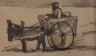 A Sketch of a person in a wagon