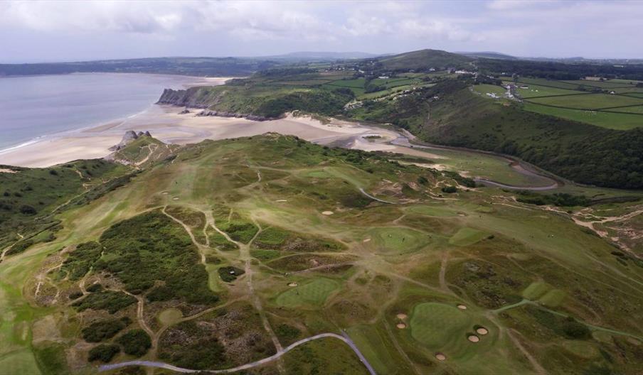 Pennard Golf Club aerial view of course