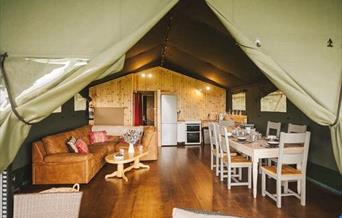 Hillside Glamping interior of glamping thent