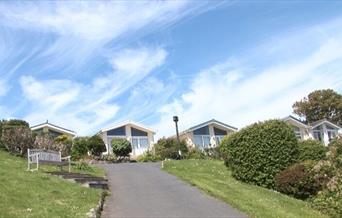 Newpark Holiday Park chalets on top of hill