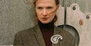 Gill Clement Jewellery model with broach