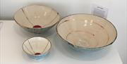 A series of ceramics on display at Attic Gallery
