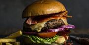 Cast Iron Grill and Bar burger and fries