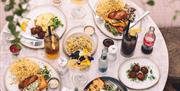 Gin and Juice table with selection of meals