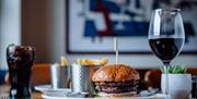 King Arthur Hotel burger and fries