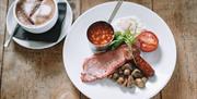 King Arthur Hotel cooked breakfast with coffee