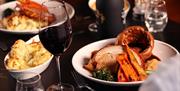 Morgans Hotel sunday roast with glass of wine