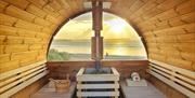 Ty Sawna interior of sauna pod